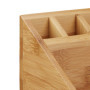 Relaxdays 10020248 Organiseur de bureau bambou 10 compartiments distributeur fournitures bureau HxlxP: 10 x 23 x 10 cm, nature