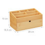 relaxdays Organiseur de Bureau avec tiroir, 6 tiroirs, Bambou, boîte de Rangement, Office, HLP 15 x 28 x 16,5 cm, Nature