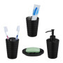 Relaxdays Accessoires de Salle de Bain, 4 pièces, Acier INOX, Porte-Savon, Distributeur de Savon, gobelets, Noir