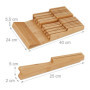 Relaxdays Range-Couverts pour tiroir, pour 16 Couteaux & aiguisoir, Accessoire en Bambou, HxLxP : 5,5x24x40 cm, Nature