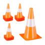Relaxdays Cône de signalisation, lot 24, Bande réfléchissante, Football, Hauteur : 31 cm, Orange et Blanc