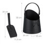 Relaxdays Charbonnière avec Pelle, Anse et poignée, 6,5 litres, Charbon, briquettes, Accessoires cheminée, Noir