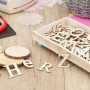 Ideen mit Herz Lot de 124 lettres en bois et chiffres en bois | Lettres majuscules et minuscules de A à Z | Chiffres de 0 à 9 | 