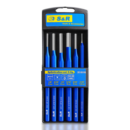 S&R Chasse Goupilles Montre Jeu 6 pièces Chasse-clous en CR-V 1,5 mm/3 mm/4 mm/5 mm/6 mm/8 mm