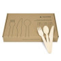 Navaris Set Couverts en Bois - Lot 100x Fourchette 50x Couteau 50x Cuillère en Bois de Bouleau - 100% Naturel Biodégradable et É