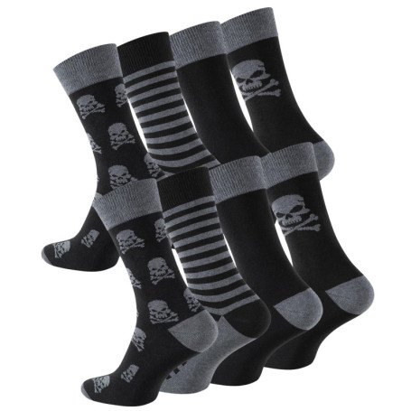 Cotton Prime Lot de 10 paires de chaussettes en coton pour homme Motif tête de mort - Noir - 39-42