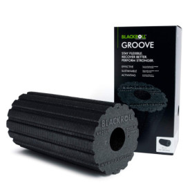 BLACKROLL GROOVE (30 x 15 cm) | Rouleau de massage rainuré & foam roller de sport maison original en dureté moyenne pour l'exerc