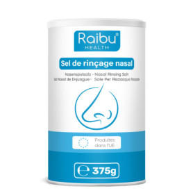 Sel Nasal Raibu pour Douche Nasale - 150 Portions (Boîte XXL) : Durable avec Cuillère Doseuse - Sel de Rinçage Nasal Végétalien,