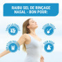 Sel Nasal Raibu pour Douche Nasale - 150 Portions (Boîte XXL) : Durable avec Cuillère Doseuse - Sel de Rinçage Nasal Végétalien,