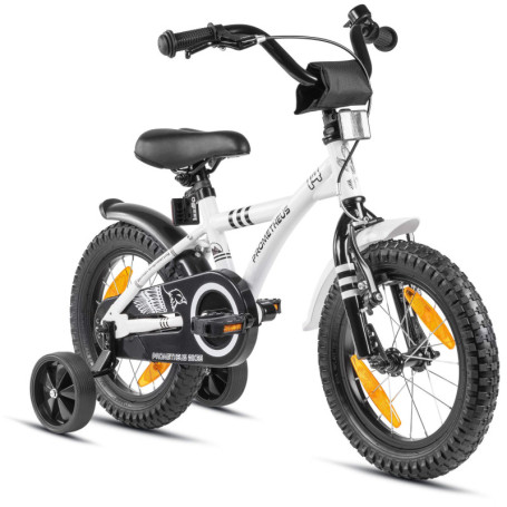 PROMETHEUS BICYCLES Velo Enfant 4 Ans - vélo Fille 14 Pouces a Roulette pour 3 a 5 Ans - Petite Princesse en Blanc