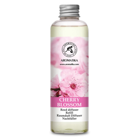 Recharge Diffuseur Roseaux de Fleur de Cerisier 200ml - Naturel Fragrance Fraîche et Durable - Désodorisant - Aromathérapie - Pa