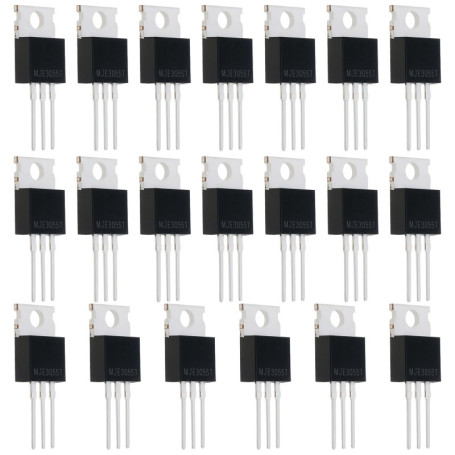 VGOL 20PCS Transistors NPN MJE3055T TO-220 10A 60V 75 W 29 x 9,7mm pour Commutation de Puissance Et Amplificateurs à Usage Génér