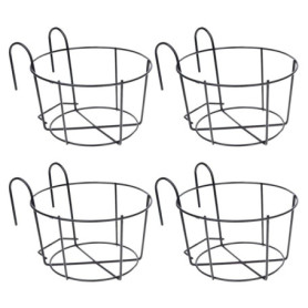 Erpmlyo 4 PièCes -Corps Suspendus JardinièRes Porte-Pots de Fleurs Plante Fer Supports ClôTure MéTal en Pot Support Monté Balcon