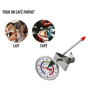 Thermomètre à lait pour café avec sonde en acier inoxydable de 175 mm Thermomètre à café avec clip Température du lait professio