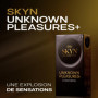 Skyn Unknown Pleasures+ : Boîte de 14 préservatifs masculins sans latex / 2x Intense Feel texture intensément perlée, 8x goût de