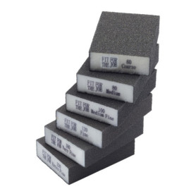 Fit For The Job Bloc de ponçage 6 pièces 60/80/100/120/180/200 Grains éponges de ponçage Flexibles réutilisables lavables, tampo