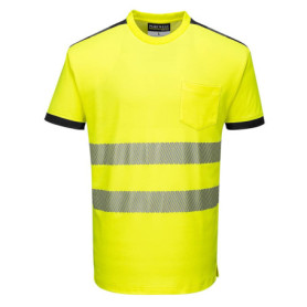 Portwest T181 PW3 T-shirt de Sécurité à Manches Courtes Haute Visibilité Jaune/Noir, XS