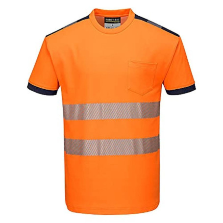 Portwest T181 PW3 T-shirt de Sécurité à Manches Courtes Haute Visibilité Orange/Marine, XXXL
