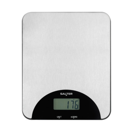 Salter Balance électronique en acier inoxydable– Balance de cuisine, écran LCD, mesure les liquides, capacité maximale de 5 kg/1