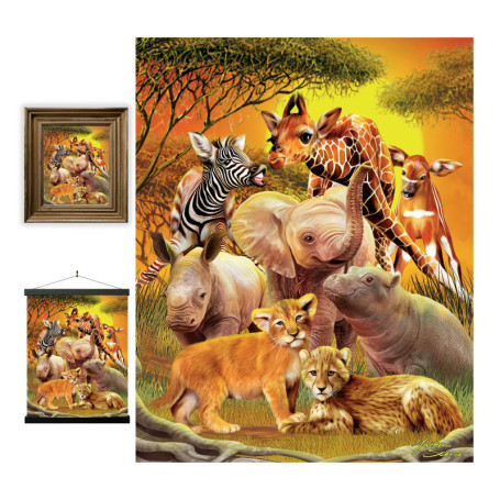 3D LiveLife Affiche murales lenticulaires Cousins Proches de Deluxebase. Poster Safari 3D sans cadre. Décoration murale parfaite