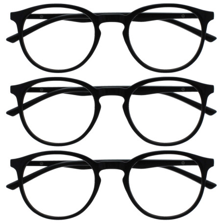 OPULIZE Met Lunettes de Lecture Anti-Lumière Bleue Pack de 3 Montures Rondes et Minces Charnières à Ressort Améliore le Sommeil 