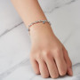 Philip Jones Bracelet extensible à breloques avec pierre de naissance du mois de mars (aigue-marine) avec boîte cadeau, Cristal,