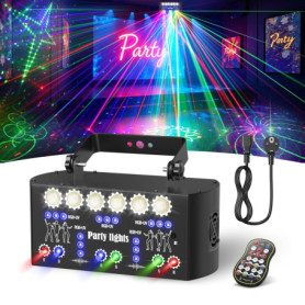 BrightWish Jeux de Lumière DJ Professionnel RGB avec Effets Stroboscopiques et Laser, Télécommande IR, Éclairage de Scène pour S