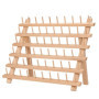 Kurtzy Support Bobine en Bois - Stand Organisateur 60 Bobines avec Crochets Muraux - Debout ou Suspendu - Porte Bobine en Bois d