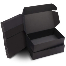 Kurtzy Boite Cadeau Noir Kraft (Lot de 20) - Boite Cadeau Vide de 19 x 11 x 4,5 cm - Boite Carton Cadeau Emballage Facile à Asse