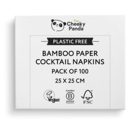 The Cheeky Panda Serviette de Table Papier Bambou | 25 x 25 cm | Lot de 100 | Serviette En Papier Jetable