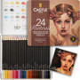 Castle Art Supplies Set de Crayons Aquarellables « Portraits » | 24 Couleurs Intenses | Dessinez et Peignez à la Fois | Pour Art