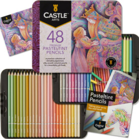Castle Art Supplies Set de Crayons de Couleur Pastels | 48 Somptueuses Teintes plus Douces | Pour les Professionnels et Artistes