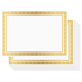Belle Vous Papier Blanc A4 pour Diplome Personnalisé (Lot de 50) - Papier Imprimante A4 Blanc avec Bordure en Feuille d’Or - Com