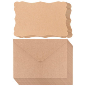 Belle Vous Carte Papier Craft Vierge avec Enveloppes (Lot de 50) - 17,6 x 12,4 cm - Lot Enveloppe Kraft avec Carte - Confection 