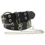 Ro Rox Reign Gothique Goth Grunge Punk Ceinture de PU avec Boucle Ronde et Chaîne - Noir
