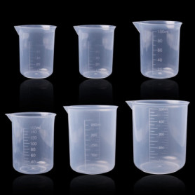 Pinsheng Lot de 6 Bécher Gradué en Plastique 50ml-500ml, Tasse à Mesurer en Silicone Verre Doseur Plastique Transparent pour Cui