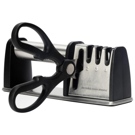 Belle Vous Aiguiseur Couteau de Cuisine Professionnel 4 en 1 - Affuteur Couteau Manuel 4 Niveaux - Diamant, Tungstène, Céramique