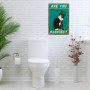 Plaque métal Vintage,Panneau Drôle de Chat Noir are You Pooping Décoration,Panneaux de Salle de Bain Amusants Chat en Étain Plaq