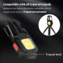 2Pcs Mini portable LED lampe de travail porte-clés lampe de poche, 7 modes USB rechargeable COB porte-clés avec tournevis décaps