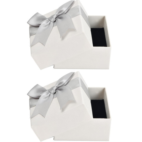 Wisebom 2 PCS Petit Boite Cadeau, Boite Bijoux Cadeau Carré, Ecrin Bijoux avec Nœud, Coffrets Cadeaux Bague Vide, Couvercle Boît