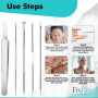 Professionnel Tire Comedon Point Noir Extracteur de points noirs Comédons Perce Bouton Blackhead Remover Set, 5 pcs acier inoxyd