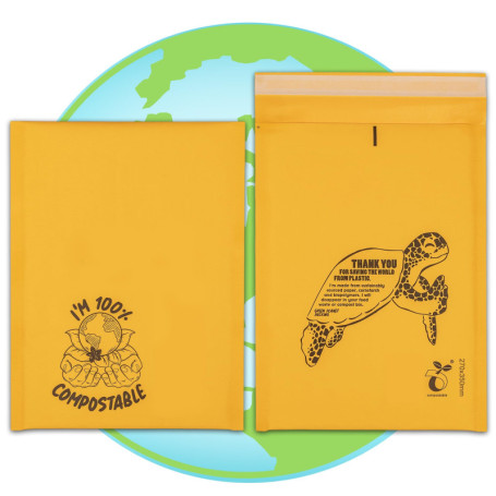 GREEN PLANET PACKING Lot de 10 enveloppes rembourrées compostables pour envoi postal, A4, A5, A6, respectueuses de l'environneme