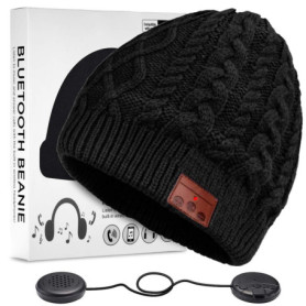 ZRUHIG Bonnet Bluetooth Homme, Bonnet Bluetooth Unisexe Cadeau Musique stéréo Chapeau d'hiver Chapeau sans Fil avec Bluetooth V5