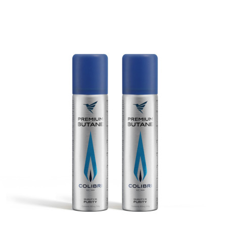 Colibri – Gaz Butane 2 x 90ml pour recharger briquets, chalumeaux de Cuisine, etc. – Bouteille de Recharge de gaz pour briquets 