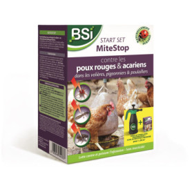 BSI - Start Set Mite Stop - Kit Contre Les Poux Rouges - Combat Et Prévient Naturellement - sans Pesticides - Protège Poules - J