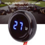 Jauge de température d'eau de moto, jauge de température d'eau Ultra-mince de thermomètre de moto numérique rond universel(bleu)
