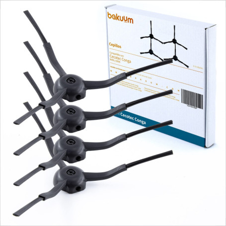 Lot de 4 brosses, balais pour Cecotec Conga 8090 Ultra 9090 - Pack de pièces et accessoires pour robot aspirateur
