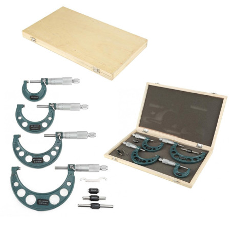 Jeanoko Micromètre Extérieur 4 Pièces 0‑100mm Micromètres Extérieurs Métriques Jauge D'épaisseur étriers de Mesure avec étui