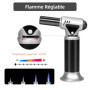 Carehabi Chalumeau de Cuisine, Flamme Réglable Chalumeau avec Verrouillage de Sécurité, Rechargeable Briquet Chalumeau Pour Cuis