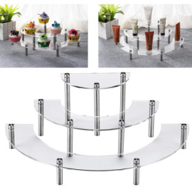 Support de Gâteau 3 Niveaux Risers de Gateau en Acrylique Support à Dessert en Demi Cercle pour Cupcakes Desserts Figurines Roug